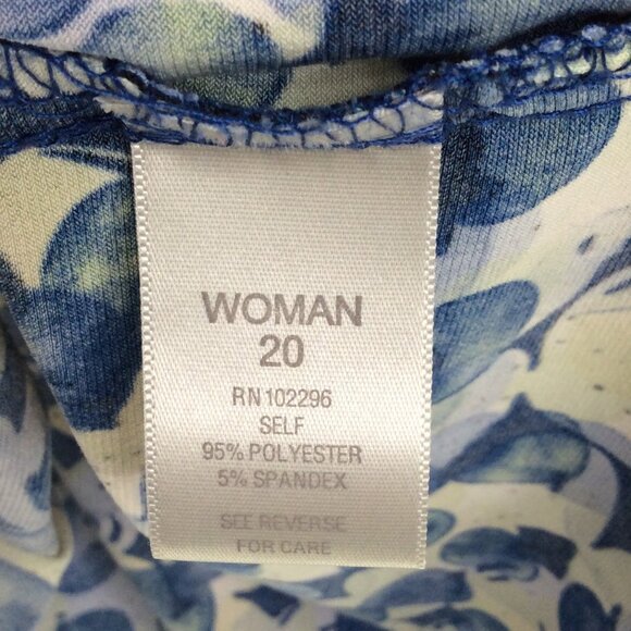 Dress Barn Sheath Dress Women's Plus Size 20 Blue Green Black Stretch Cap Sleeve - Picture 7 of 7